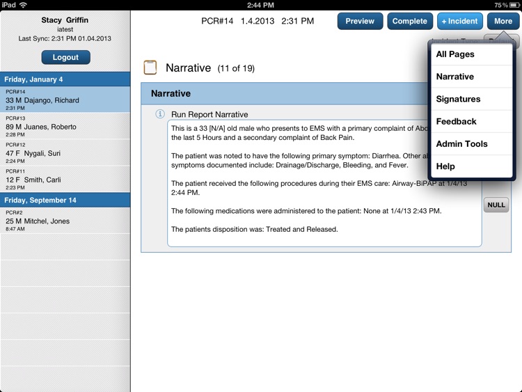 ePCR for iPad