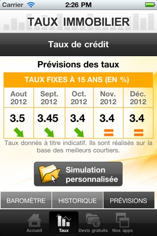 Taux immobilier screenshot 2
