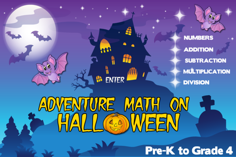 Adventure Basic School Math  · Math Drills Challenge and Halloween Math Bingo Learning Games (Numbers, Addition, Subtraction, Multiplication and Division) for Kids: Preschool, Kindergarten, Grade 1, 2, 3 and 4 by Abby Monkey® screenshot 2