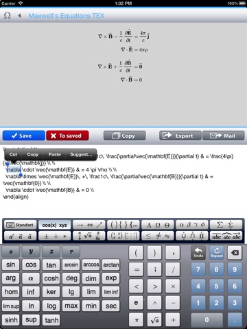 Equations (TeX, LaTex editor) screenshot 2