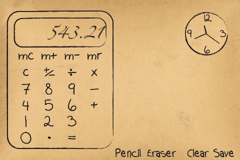 Paper Calculator & Clock - Calculator with sketch pad and clock