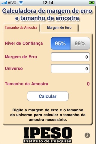 Calculadora de Margem de Erro e Tamanho da Amostra screenshot 2