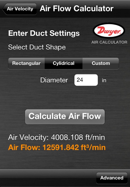 Dwyer Air Velocity and Flow Calculator