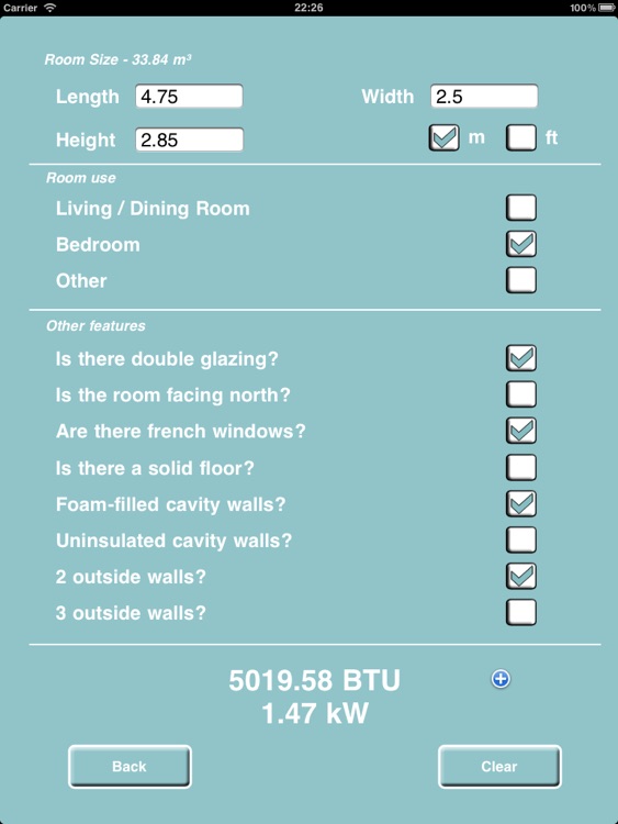Radiator / BTU Calculator for iPad