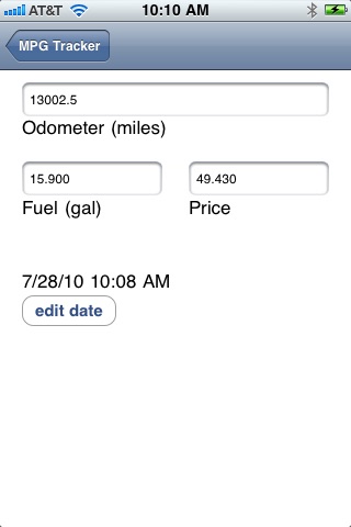 MPG-Tracker screenshot 2