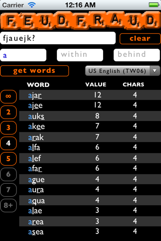 Feudfraud - Wordfeud Helper & Word Finder screenshot 2