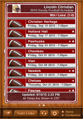 Lincoln Christian Football Edition for My Pocket Schedules screenshot 3
