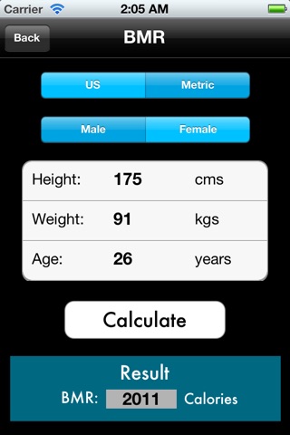 BMI - BMR - Body Fat Percentage Calculator screenshot 2