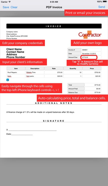 Simple Invoice Maker | Create PDF from your iPhone screenshot-3