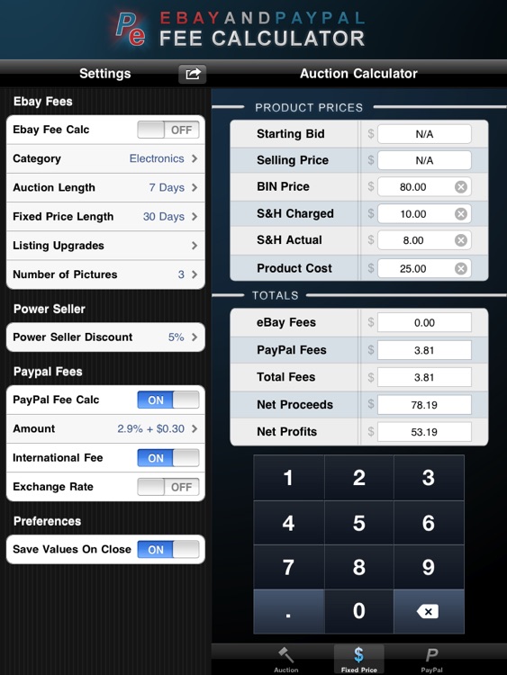 Fee Calculator HD for Ebay & PayPal screenshot-4