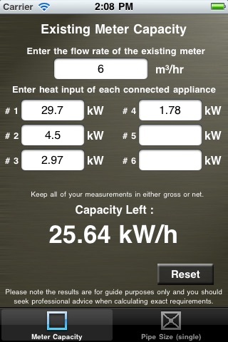 Gas Capacity Pipe Size Calc screenshot 3