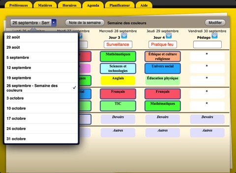 Planificateur de cours screenshot 2
