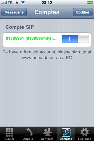 iNomado VoIP screenshot 2