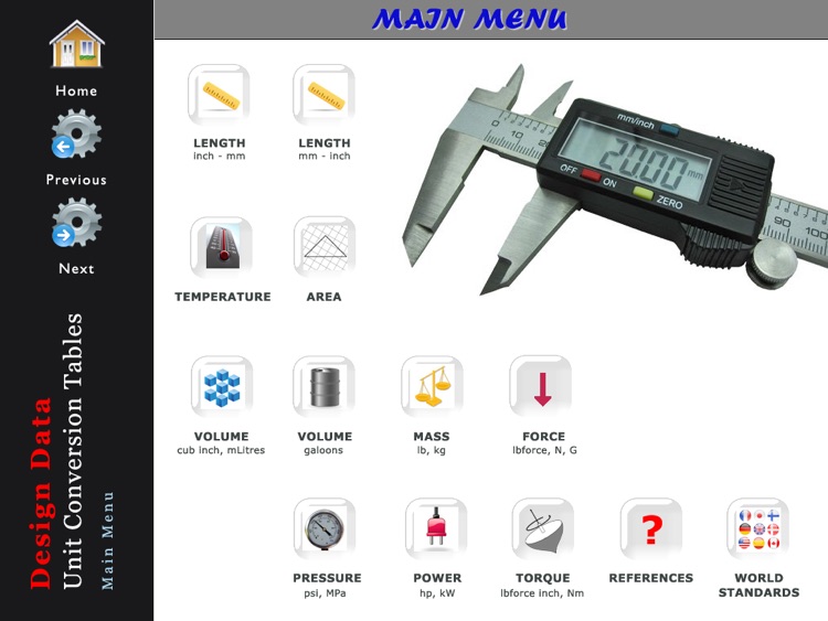 Design Data - Conversion Tables for iPad