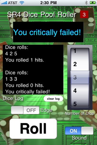 SR4 Dice Pool Roller