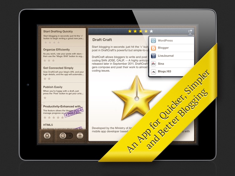DraftCraft: Simple Blogging in WordPress, Blogger, Tumblr and LiveJournal. HTML - Free.