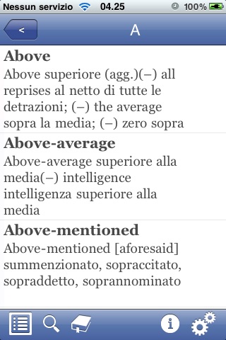 Dizionario Giurieconomico British American English - Italian / Italiano - British American English screenshot 2