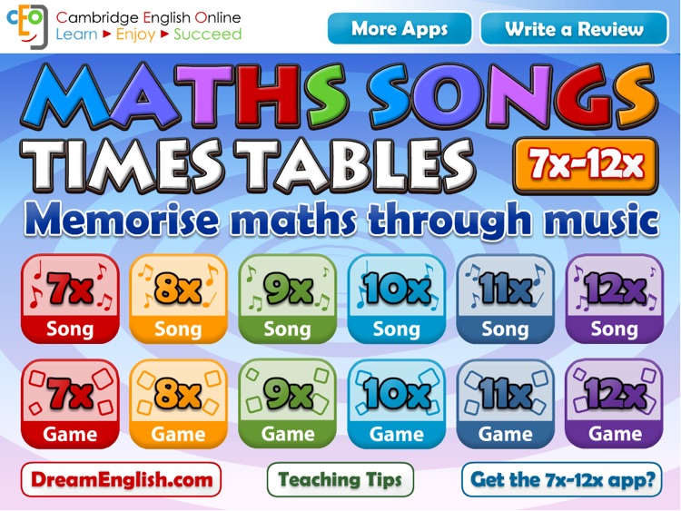 Maths Songs: Times Tables 7x - 12x HD