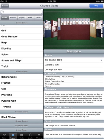Mondo Solitaire for iPad screenshot 2