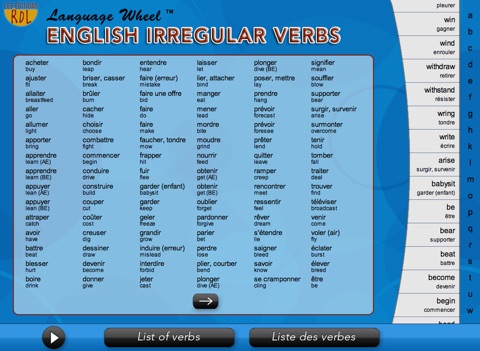 La roue des langues - Verbes anglais screenshot 3