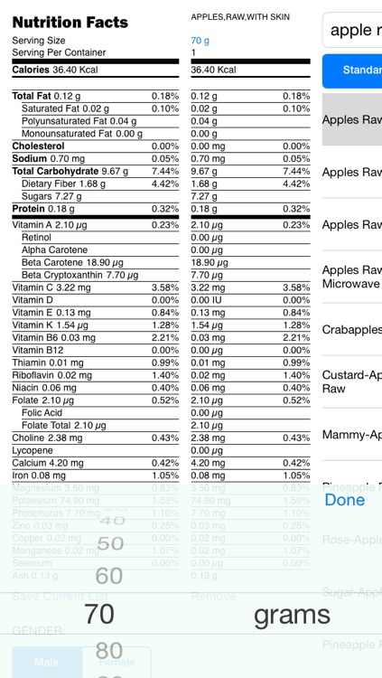 Nutrition Calc - Calculate nutrition facts of multiple food items