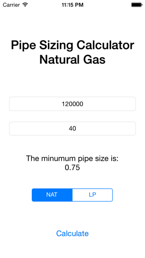 Lp Pipe Sizing Chart
