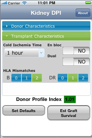 Kidney Transplant Donor Risk Index Calculator screenshot 2