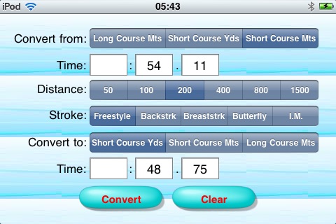 Swimming Time Conversion Tool screenshot 2