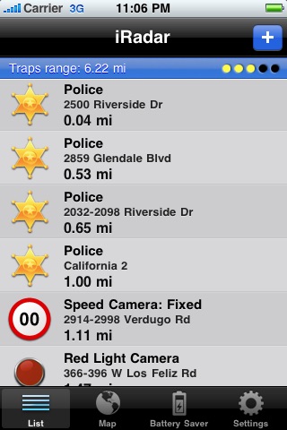 iRadar USA: Offline Speed Traps and Cameras