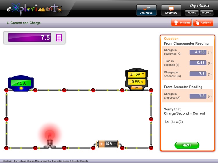 Exploriments: Electricity - Current and Charge, Measurement of Current in Series and Parallel Electrical Circuits screenshot-3