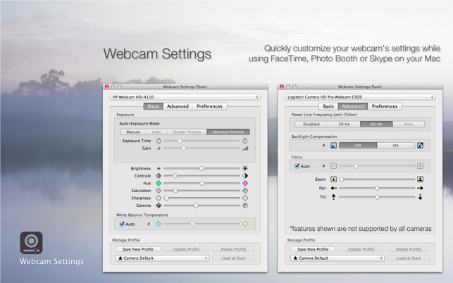 webcam settings on mac