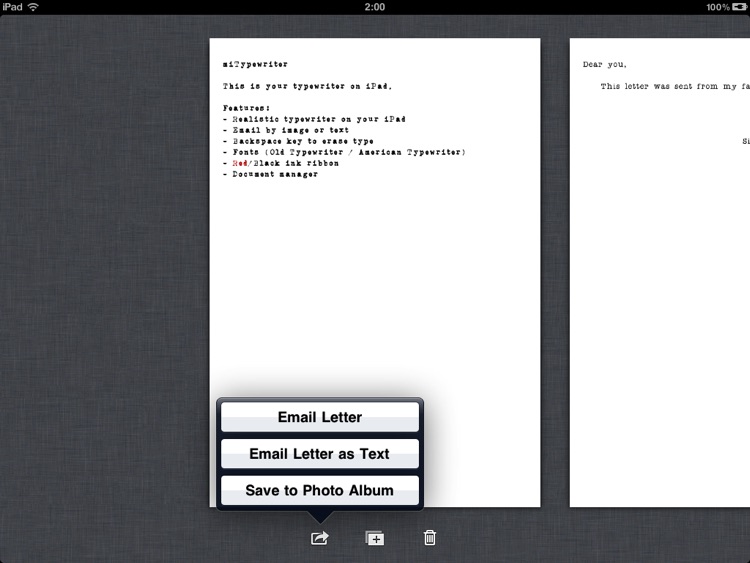 miTypewriter for iPad