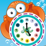 What time is it Game for children to learn how to read a clock with the animals of the ocean with games and exercises for kindergarten preschool or nursery school