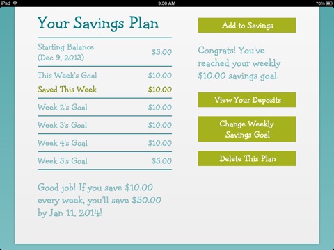 Learn to Earn Savings Planner for iPad screenshot 4