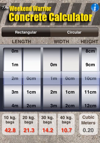 Weekend Warrior Concrete Calculator screenshot 2