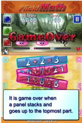 Flick!Math - Practice mental arithmetic by this calculation puzzle game. Flick and attack dragons! screenshot 3