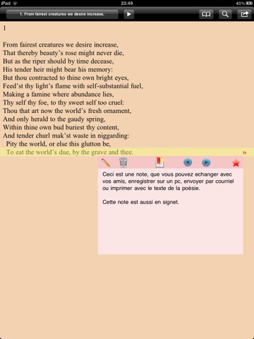 Shakespeare: Sonnets for iPad screenshot 2