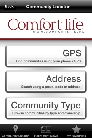 ComfortLife.ca Retirement Living Locator App screenshot 2