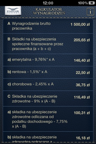 Kalkulator wynagrodzeń 2012 screenshot 2