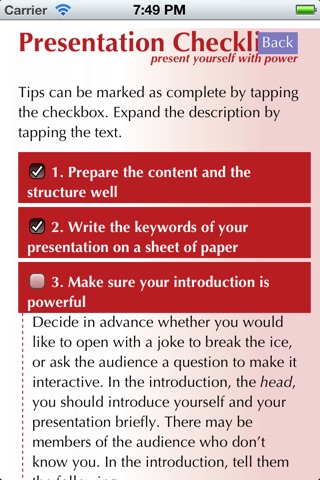 Presentation Checklist screenshot 2