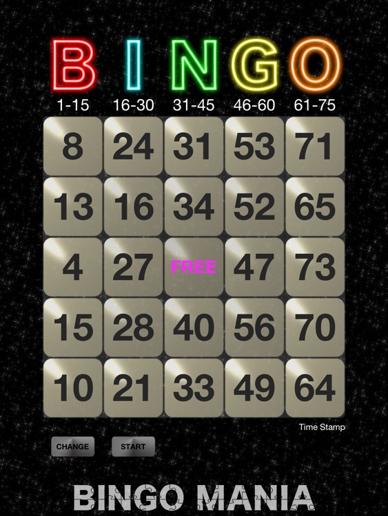 BINGO MANIA The Card for iPad