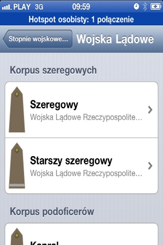Stopnie Wojskowe w Wojsku Polskim screenshot 2