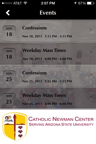 ASU Catholic Newman Center screenshot 2