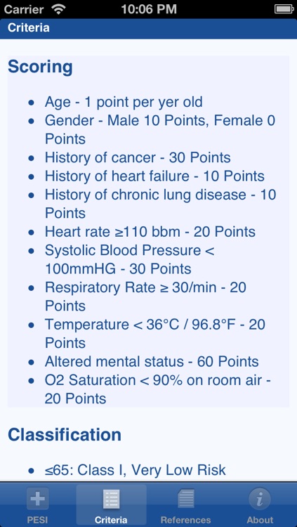 Pulmonary Embolism Severity Index (PESI)