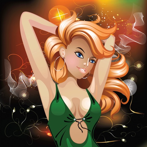 Beautiful ladies like gamble: bright slot machine with prize wheel and blackjack! Icon