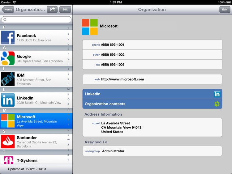 Tenea app for Vtiger CRM (iPad edition)