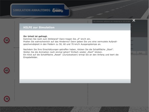 Simulation Bremsweg screenshot 3