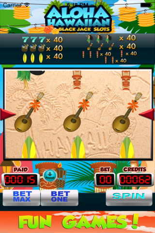 Aloha Hawaiian Blackjack Slots Free screenshot 3