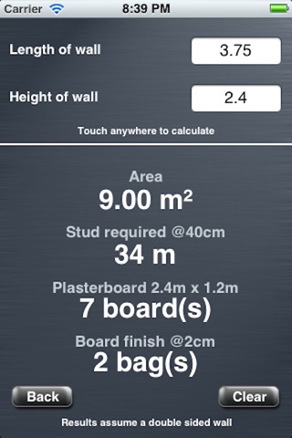 Plaster & Stud Wall Calculator screenshot 4