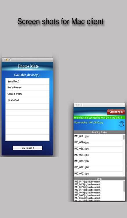 Photos Mate (Transfer photos from Mac to iOS device wirelessly)